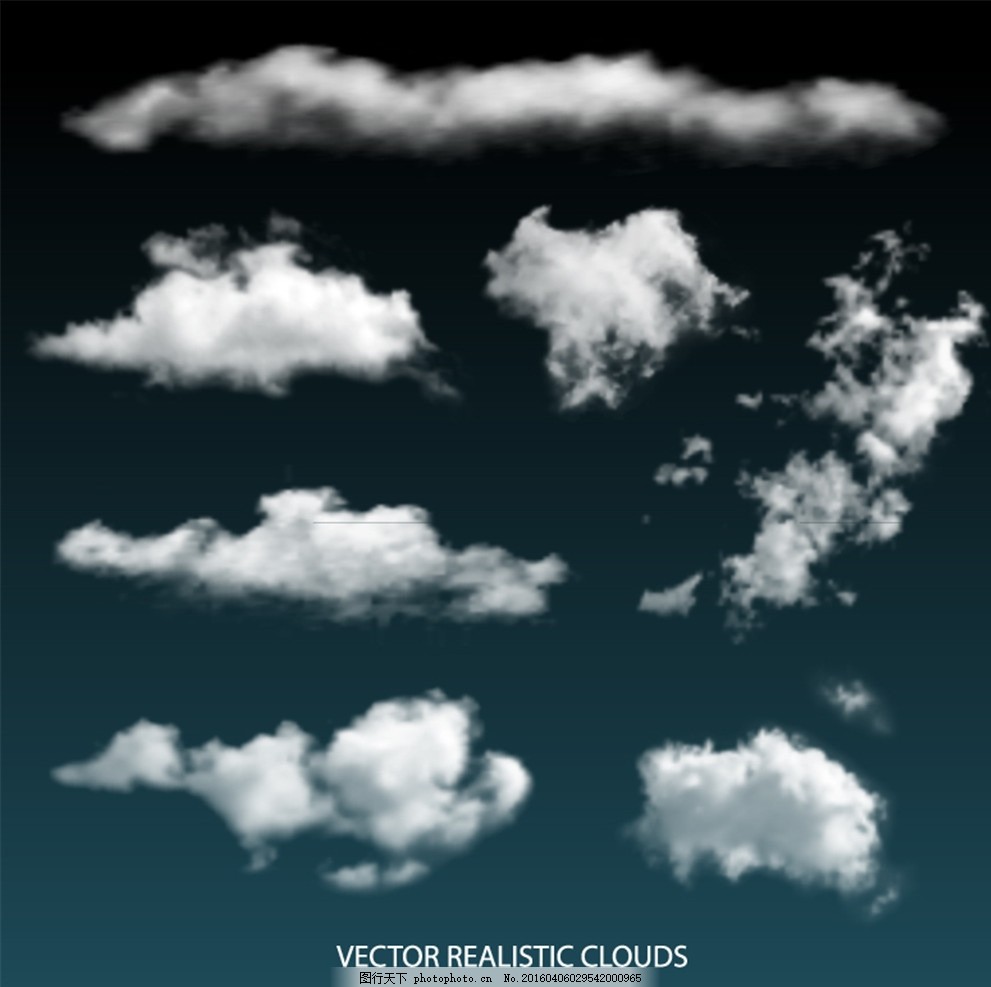 白色逼真云朵設(shè)計矢量素材 為廣告設(shè)計注入天空的自然之美